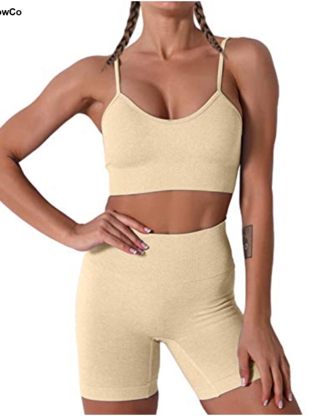 Seamless Yoga Set 2 Piece High Waist Shorts Sport Bra Workout Outfit